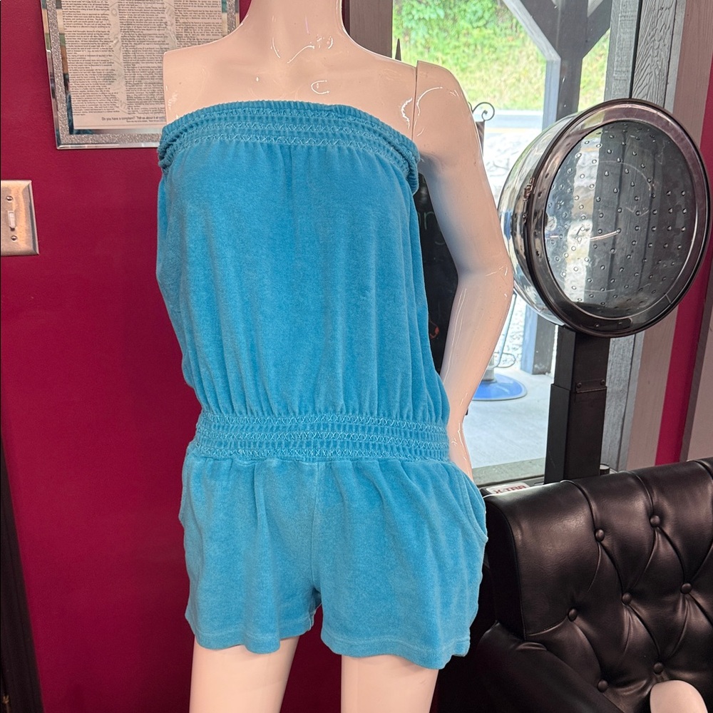 Raviya Blue Strapless Romper